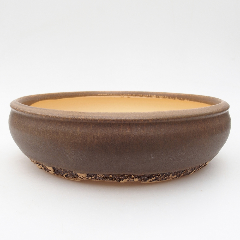 Keramik-Bonsaischale 22 x 22 x 6 cm, Farbe braun