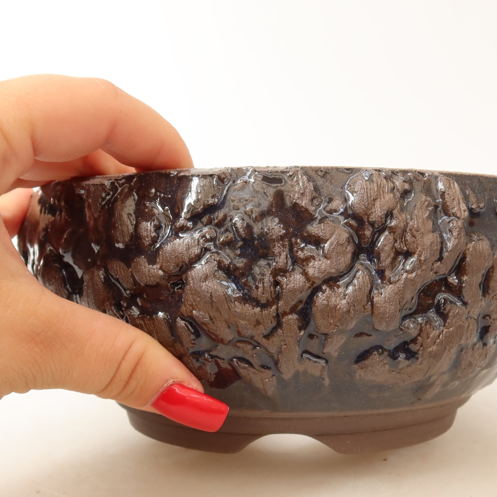 Keramik-Bonsai-Schale, 17 x 17 x 8 cm, Farbe: braun