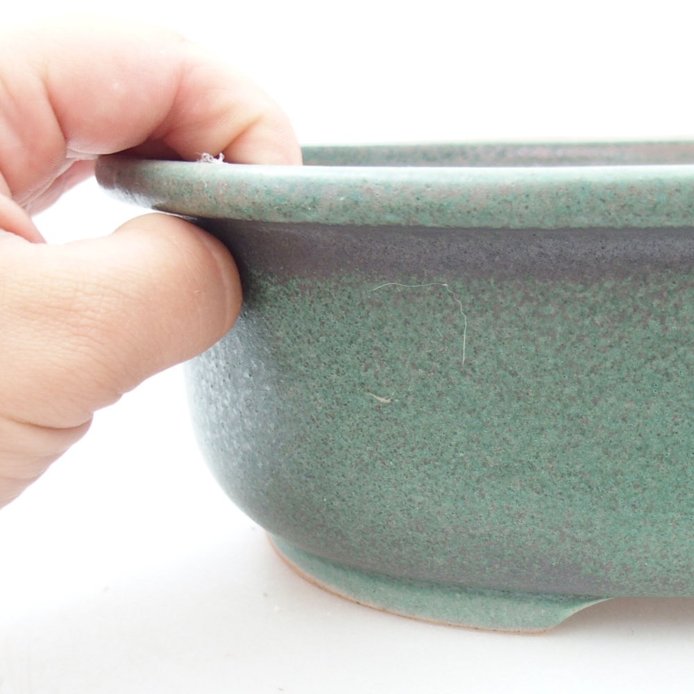 Keramik-Bonsaischale 23,5 x 19 x 8 cm, Farbe Grün