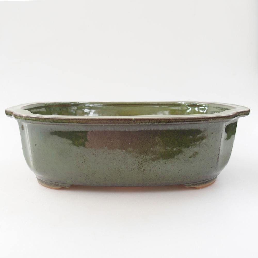 Keramik-Bonsaischale 24,5 x 21 x 7 cm, Farbe Grün