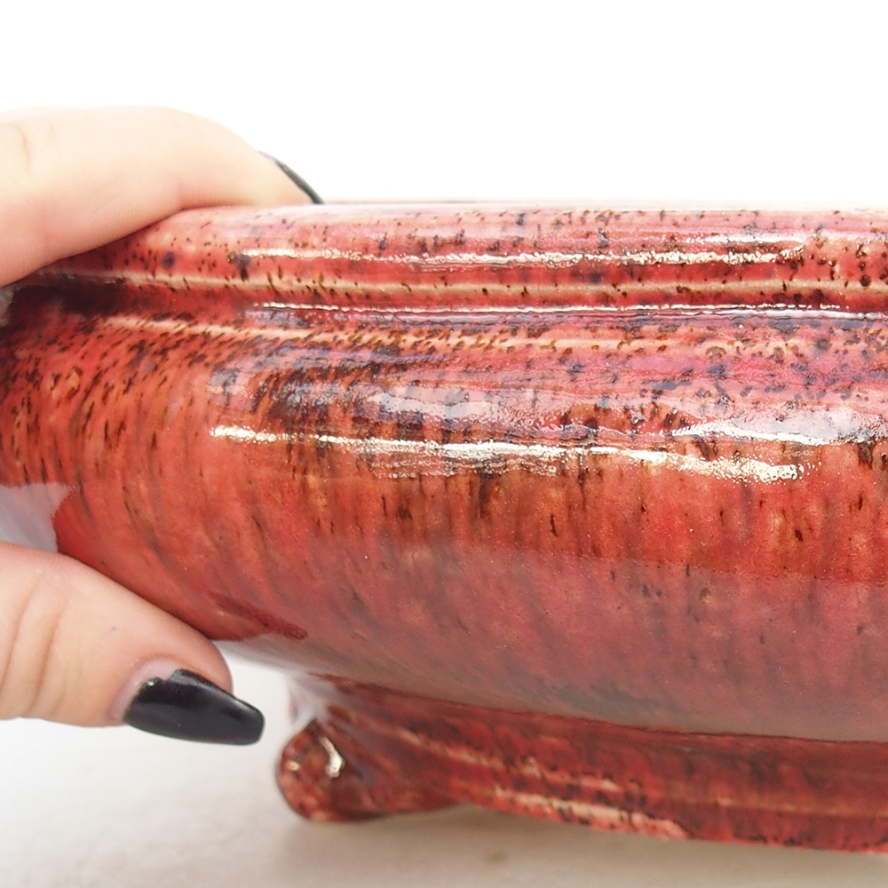 Bonsaischale aus Keramik 35 x 35 x 9,5 cm, Farbe rot