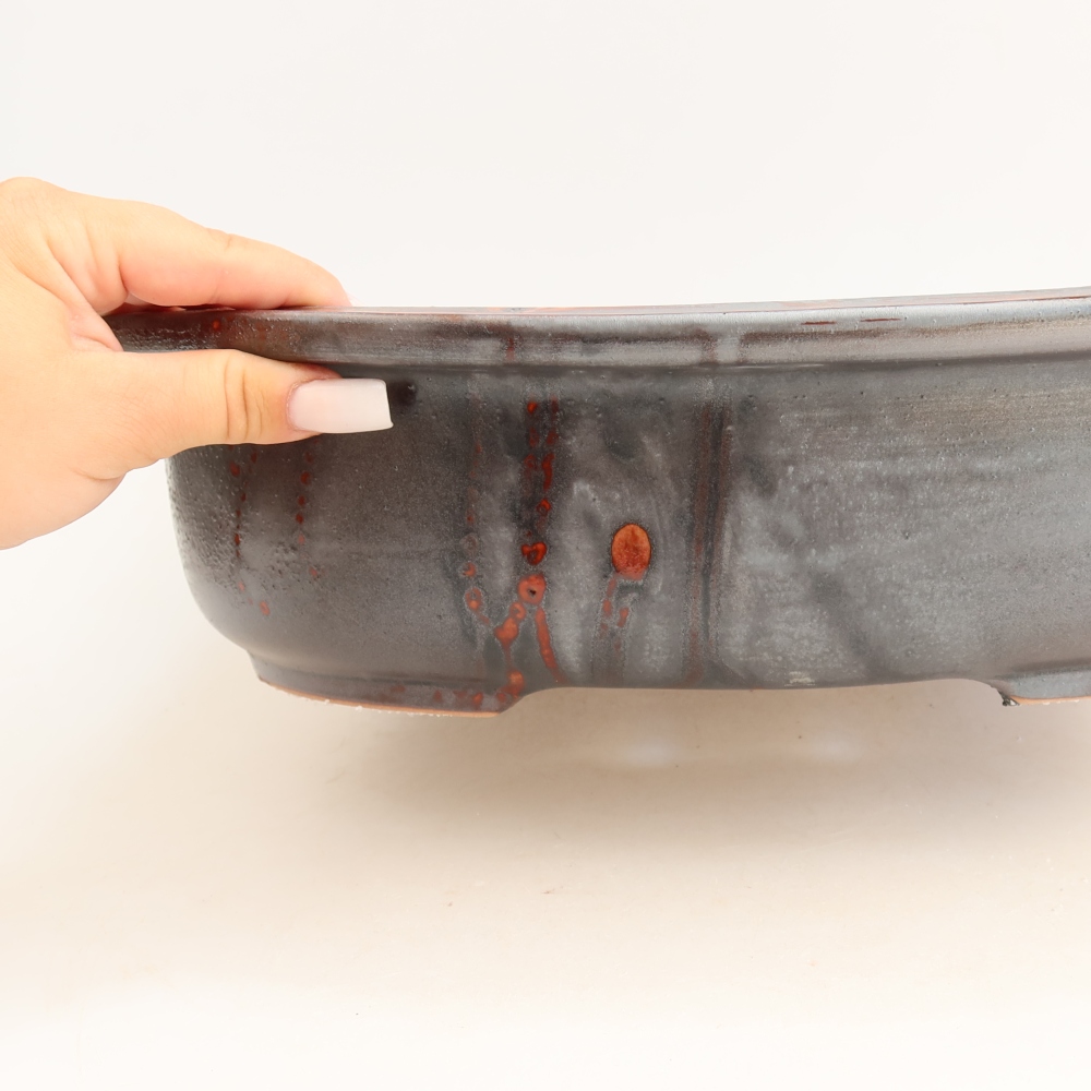 Keramik-Bonsai-Schale 36 x 30 x 9 cm, Farbe: metallisch-rot