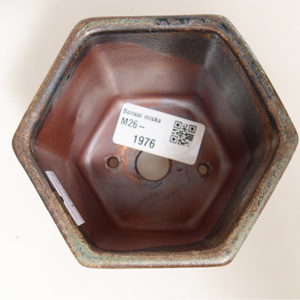 Keramik-Bonsai-Schale 9 x 8,5 x 8 cm, Farbe: braun-grün