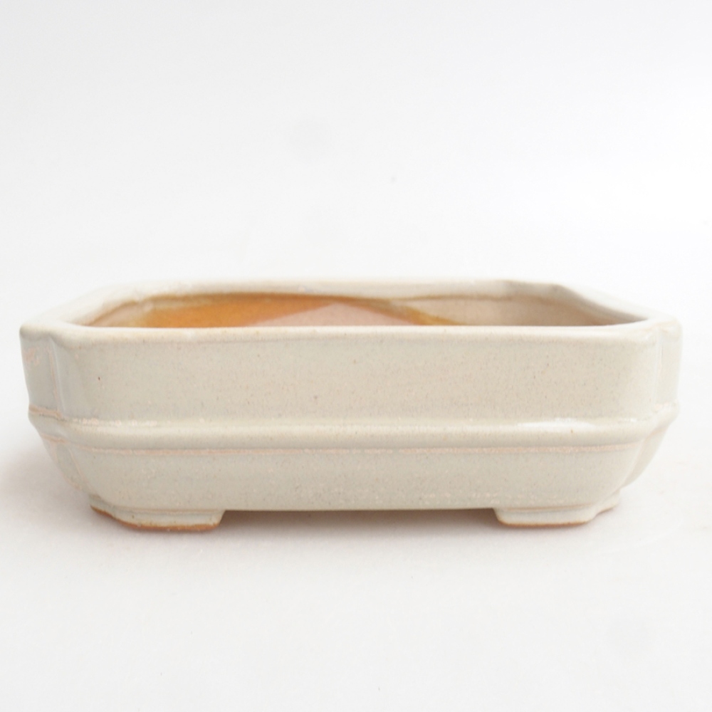 Keramik-Bonsaischale 12 x 10 x 4 cm, Farbe beige