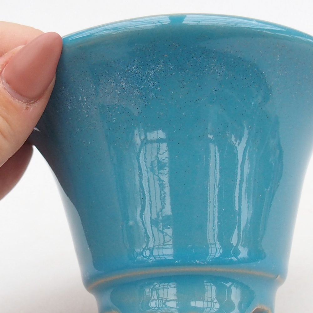 Bonsaischale aus Keramik 10,5 x 10,5 x 7 cm, Farbe blau