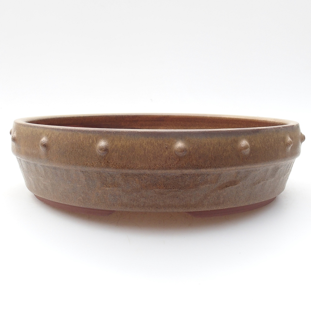 Bonsaischale aus Keramik 21 x 21 x 5,5 cm, braune Farbe