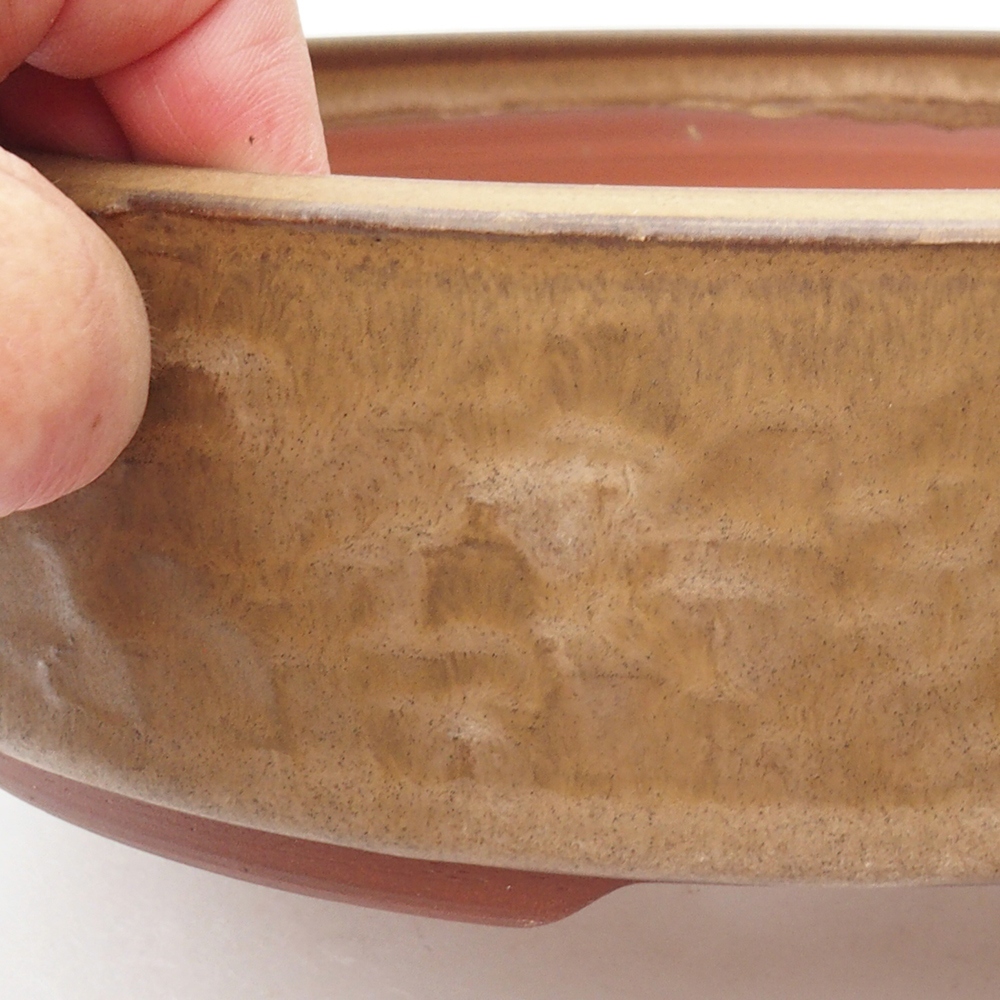 Keramik-Bonsaischale 24,5 x 24,5 x 6,5 cm, Farbe Beige