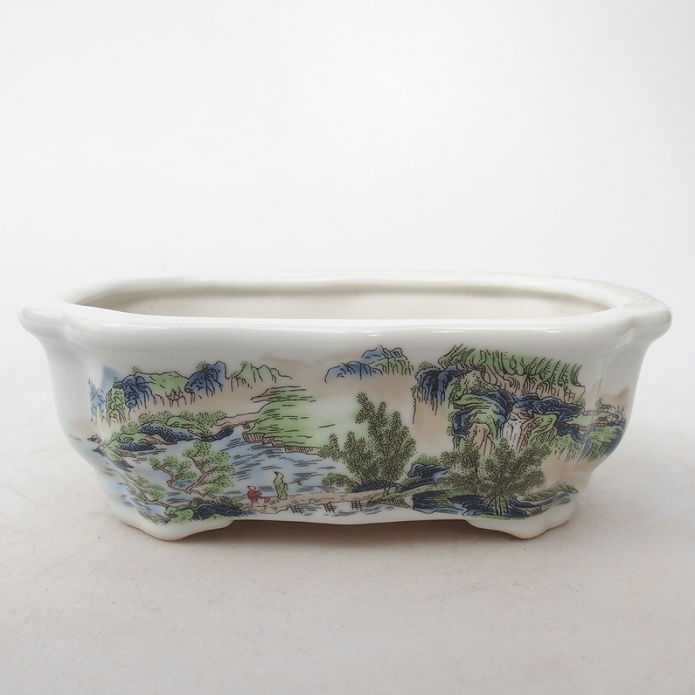 Keramik-Bonsaischale 15 x 11 x 5 cm, Farbe Weiß