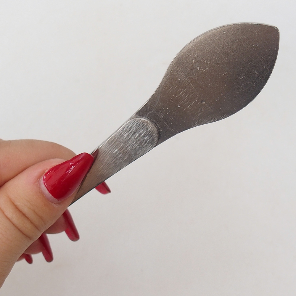 Spachtel und gebogene Pinzette 22 cm - Edelstahl
