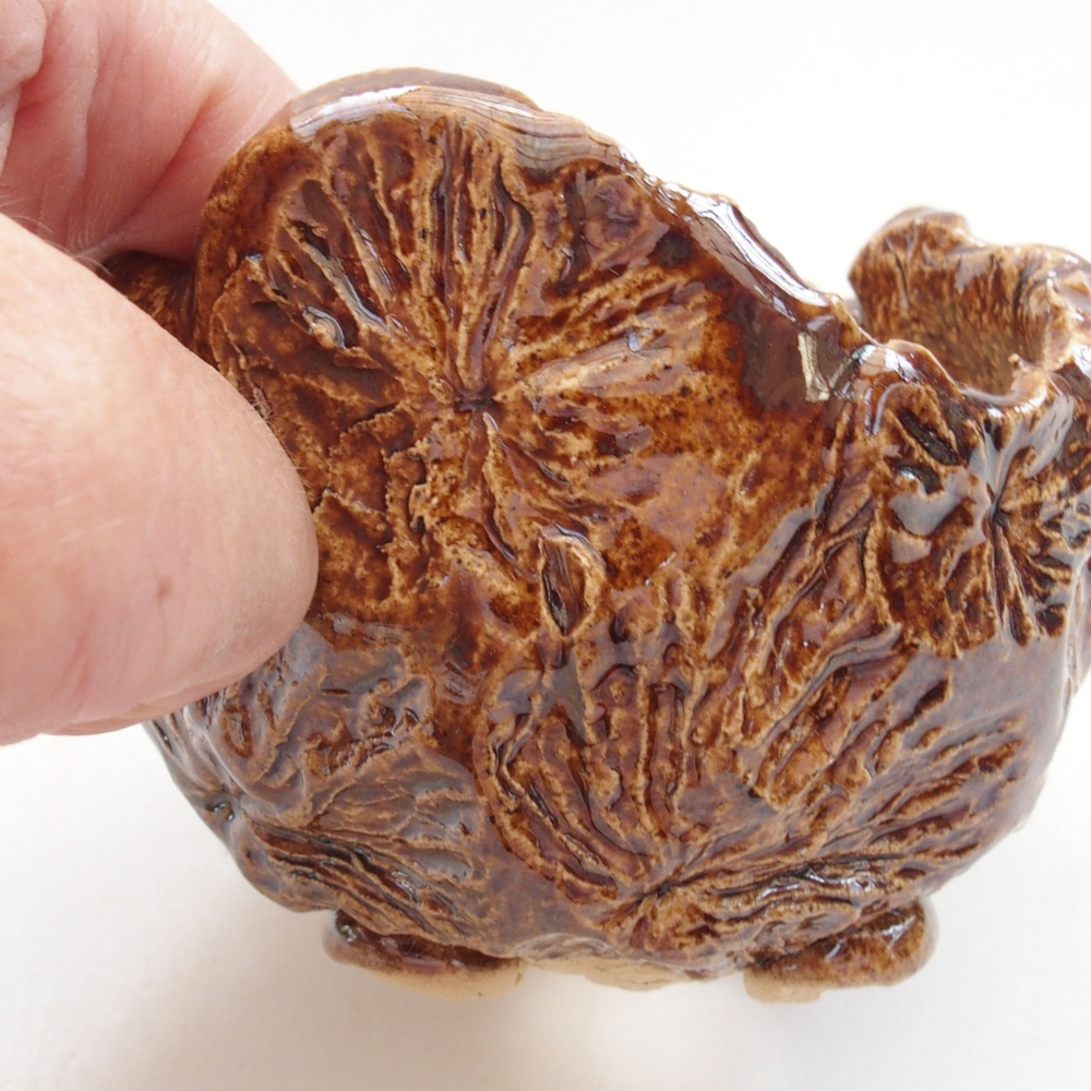Keramikschale 7 x 7 x 7,5 cm, Farbe braun