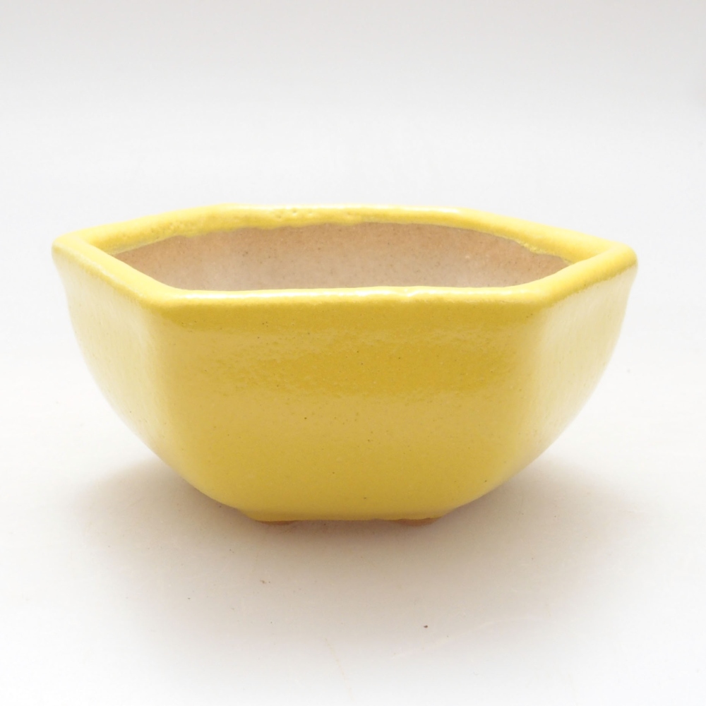 Keramik Bonsai Schale 6,5 x 6 x 3 cm, gelb