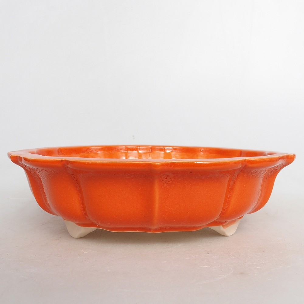 Keramik-Bonsaischale 18,5 x 18,5 x 5,5 cm, Farbe Orange
