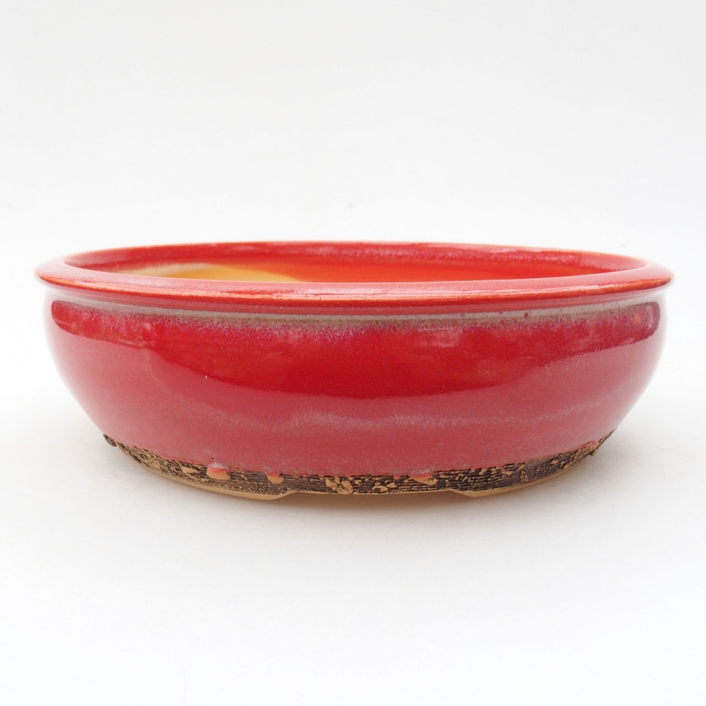 Keramik-Bonsaischale 19 x 19 x 5,5 cm, Farbe Rot