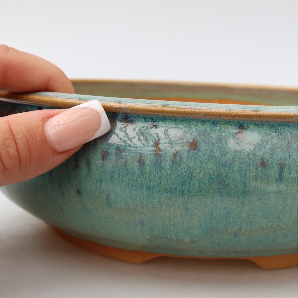 Bonsaischale aus Keramik 22,5 x 22,5 x 7 cm, grün