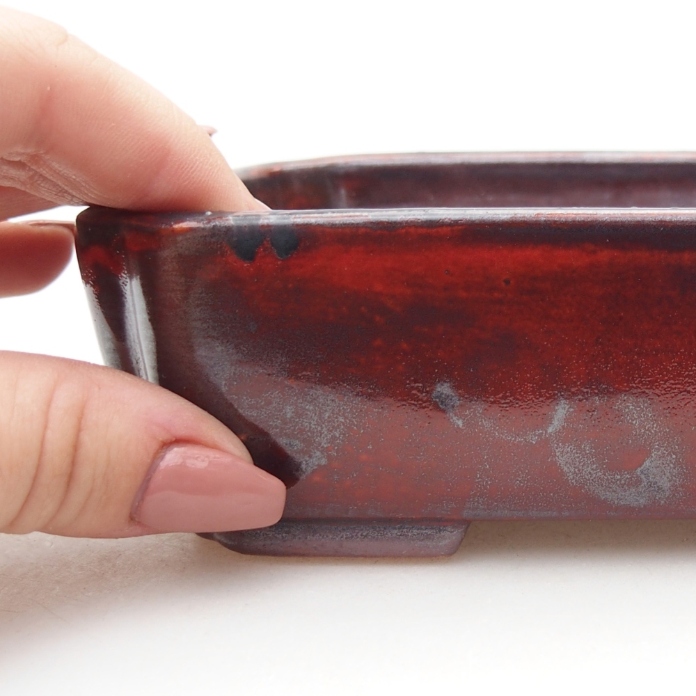 Bonsaischale aus Keramik 15 x 12 x 4,5 cm, Farbe rot