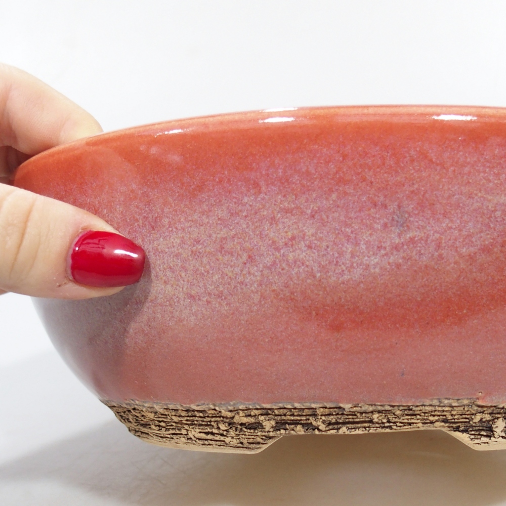 Bonsaischale aus Keramik 20,5 x 20,5 x 7 cm, Farbe rot