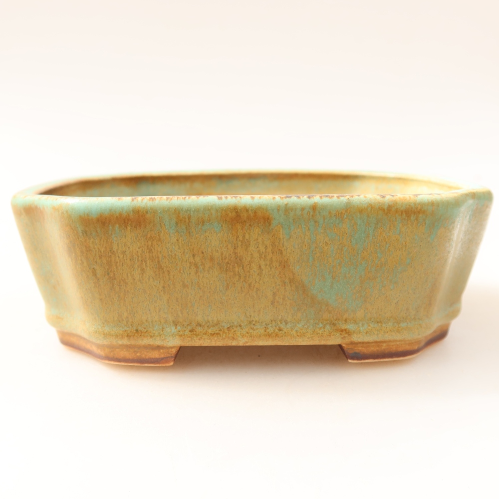 Keramik-Bonsai-Schale, 13,5 x 11,5 x 4 cm, Farbe: grün