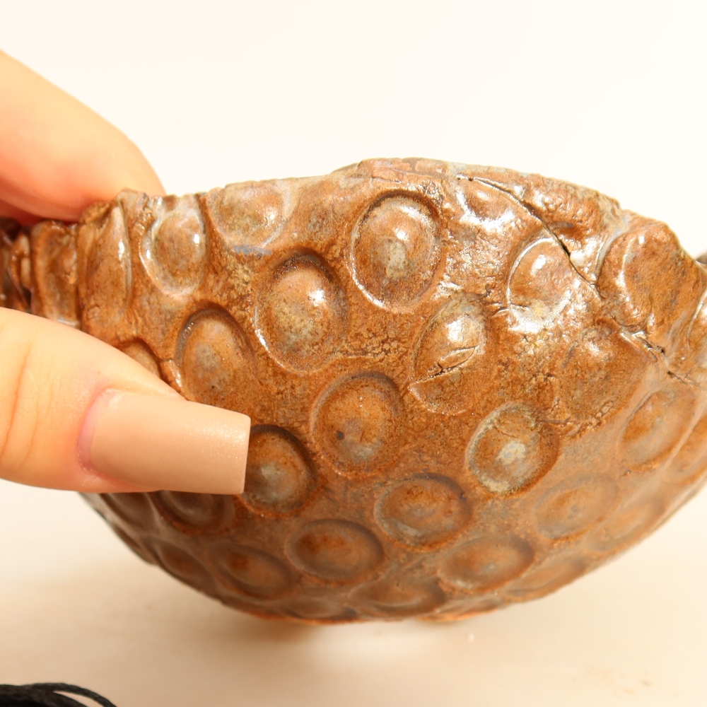Keramikschale für Kokedama, 12,5 x 11,5 x 6 cm, Farbe: Braun