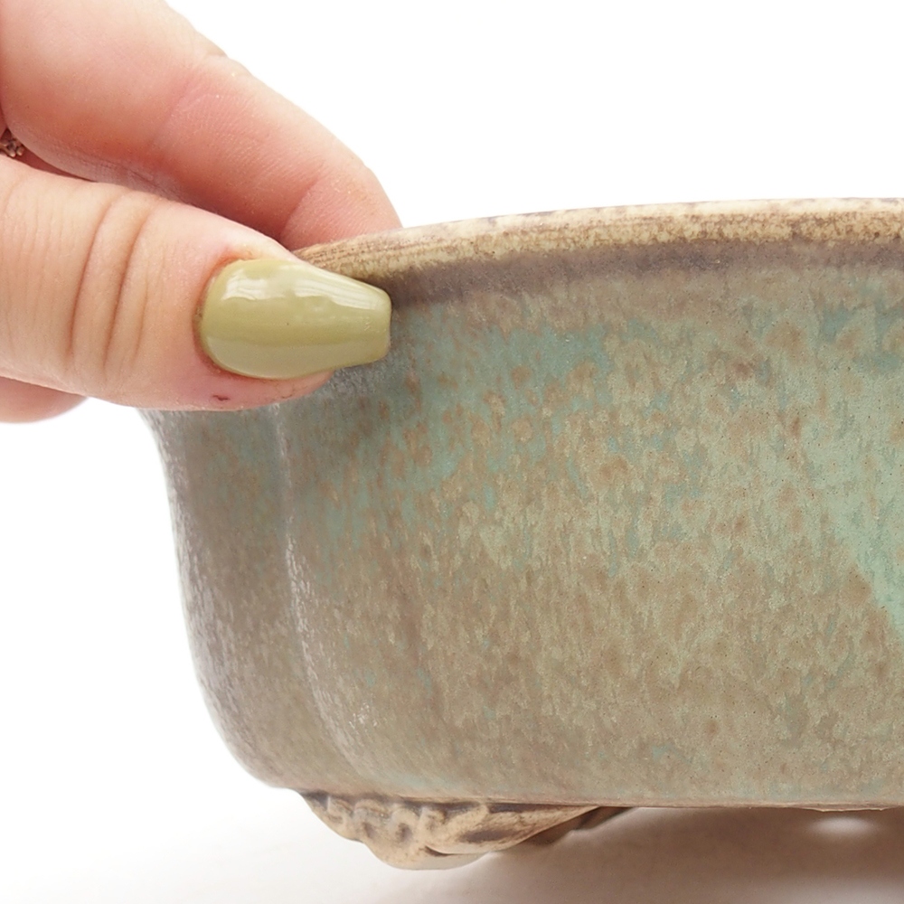 Keramik-Bonsaischale 19 x 17 x 6 cm, Farbe Grün
