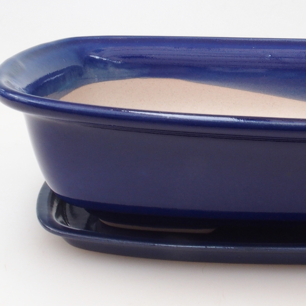 Bonsai-Schale + Unterschale H07 – 30 x 23 x 7,5 cm. – blau