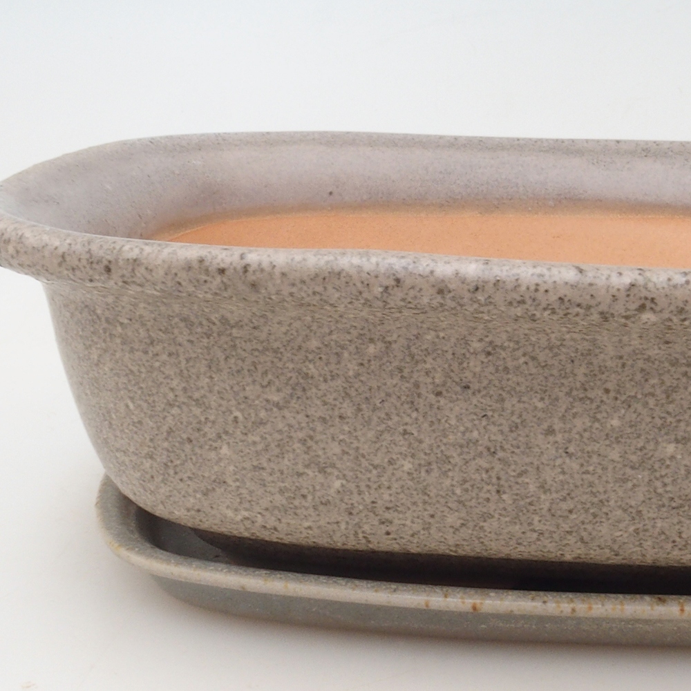 Bonsai-Schale + Unterschale H09 – 30 x 23 x 7,5 cm – beige