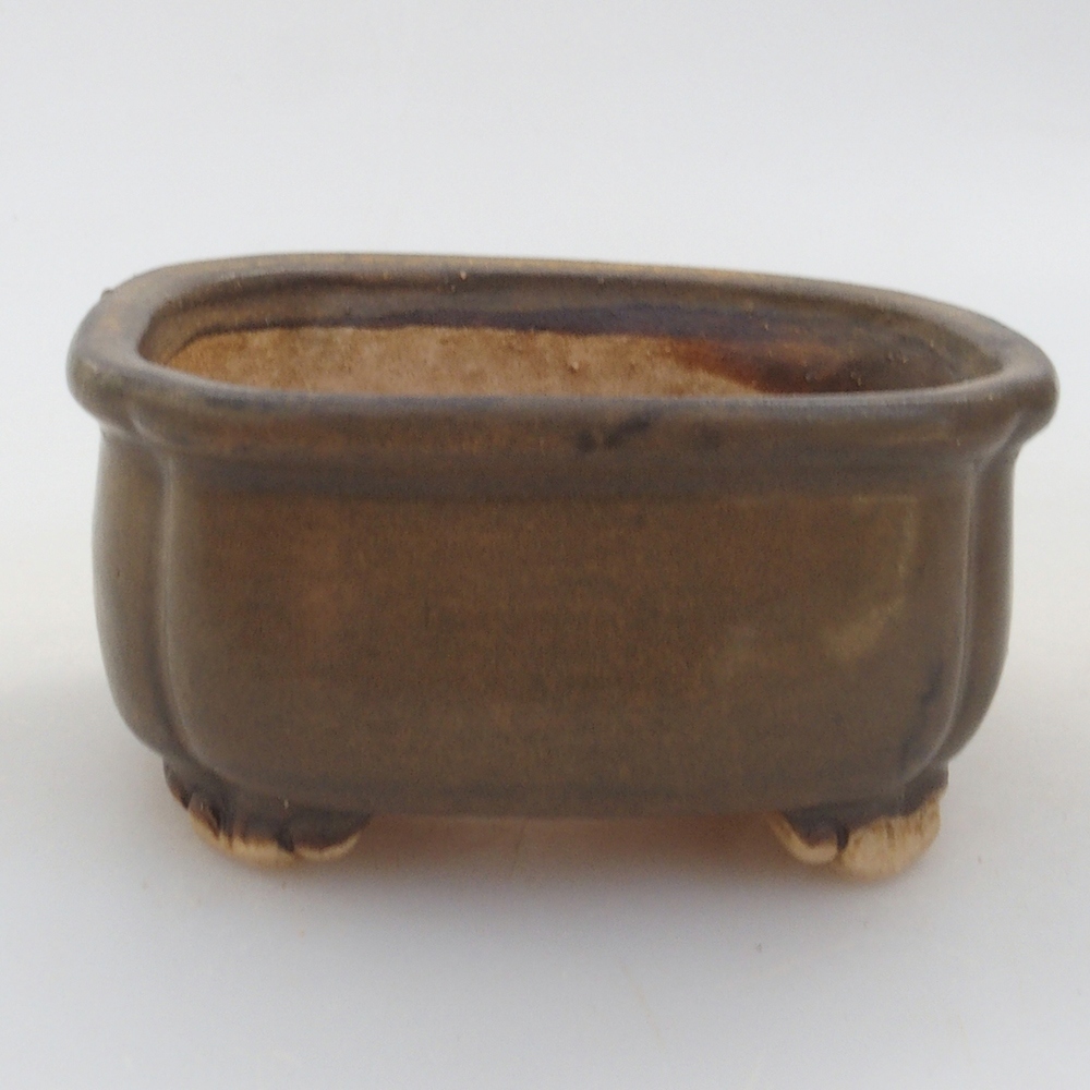 Bonsaischale aus Keramik 7,5 x 7,5 x 3,5 cm, Farbe braun