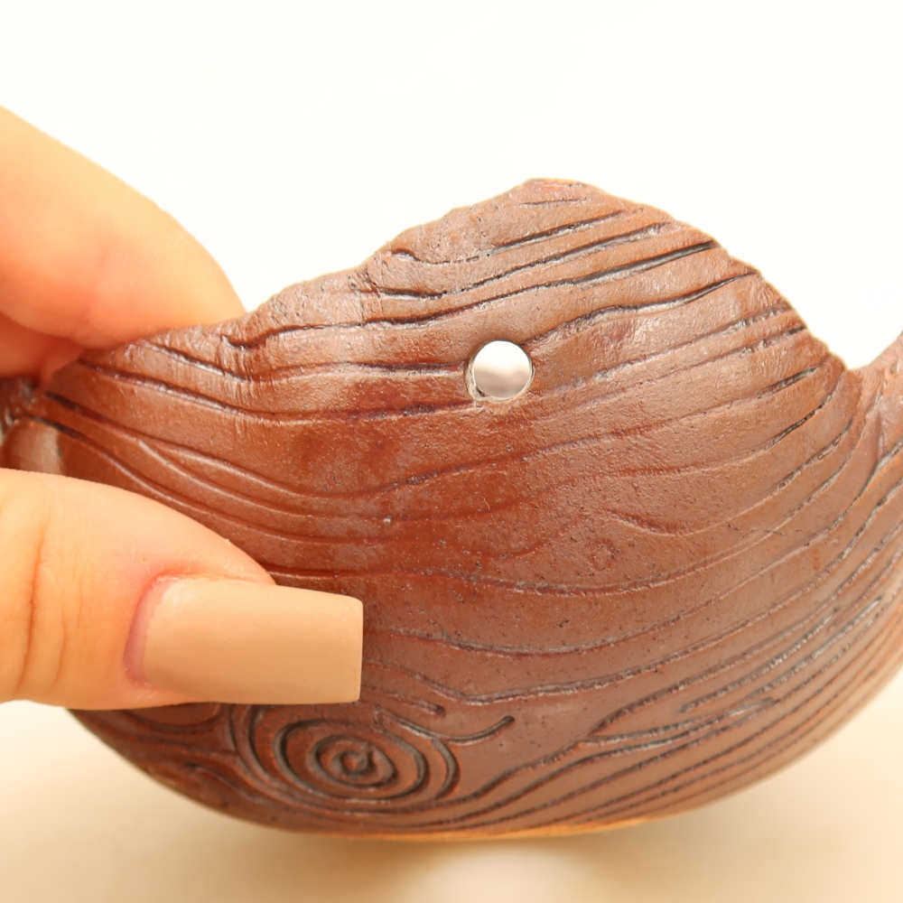 Keramikschale für Kokedama, 13 x 11,5 x 6,5 cm, Farbe: braun