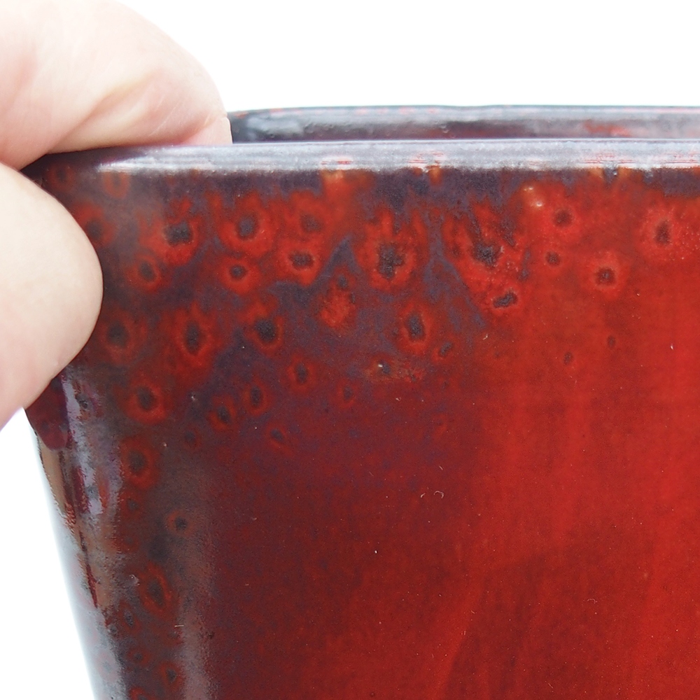 Bonsaischale aus Keramik 14 x 14 x 15 cm, Farbe rot