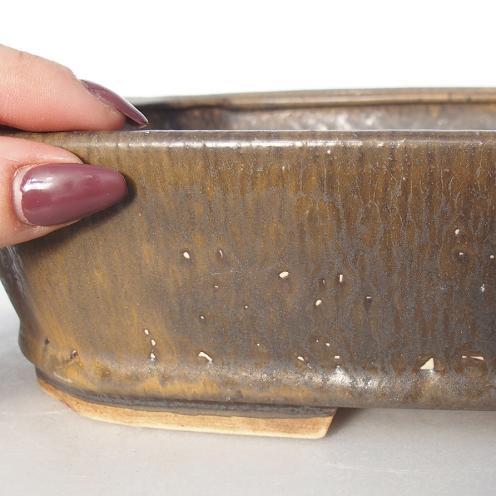Keramik-Bonsaischale 24 x 20 x 6,5 cm, Farbe braun