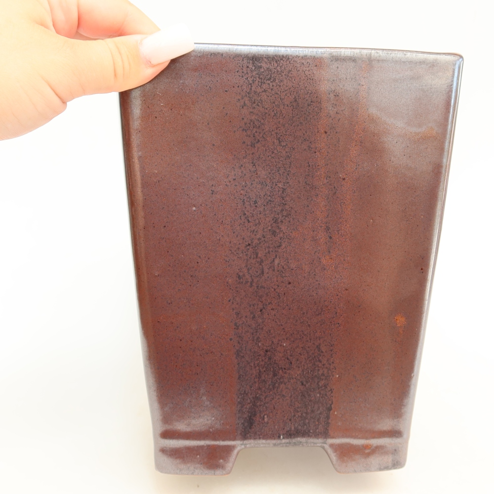 Keramik-Bonsai-Schale 15,5 x 15,5 x 19 cm, Farbe: braun