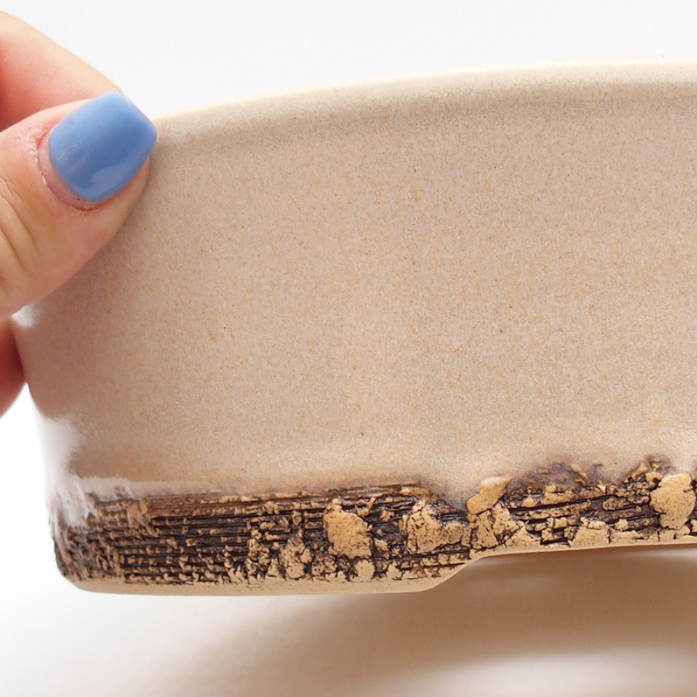 Keramik-Bonsai-Schale 19 x 19 x 6 cm, Farbe beige