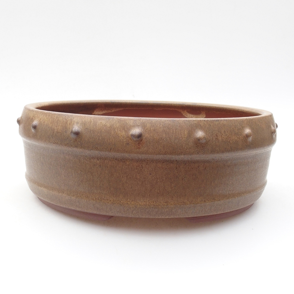 Bonsaischale aus Keramik 19 x 19 x 7 cm, braune Farbe