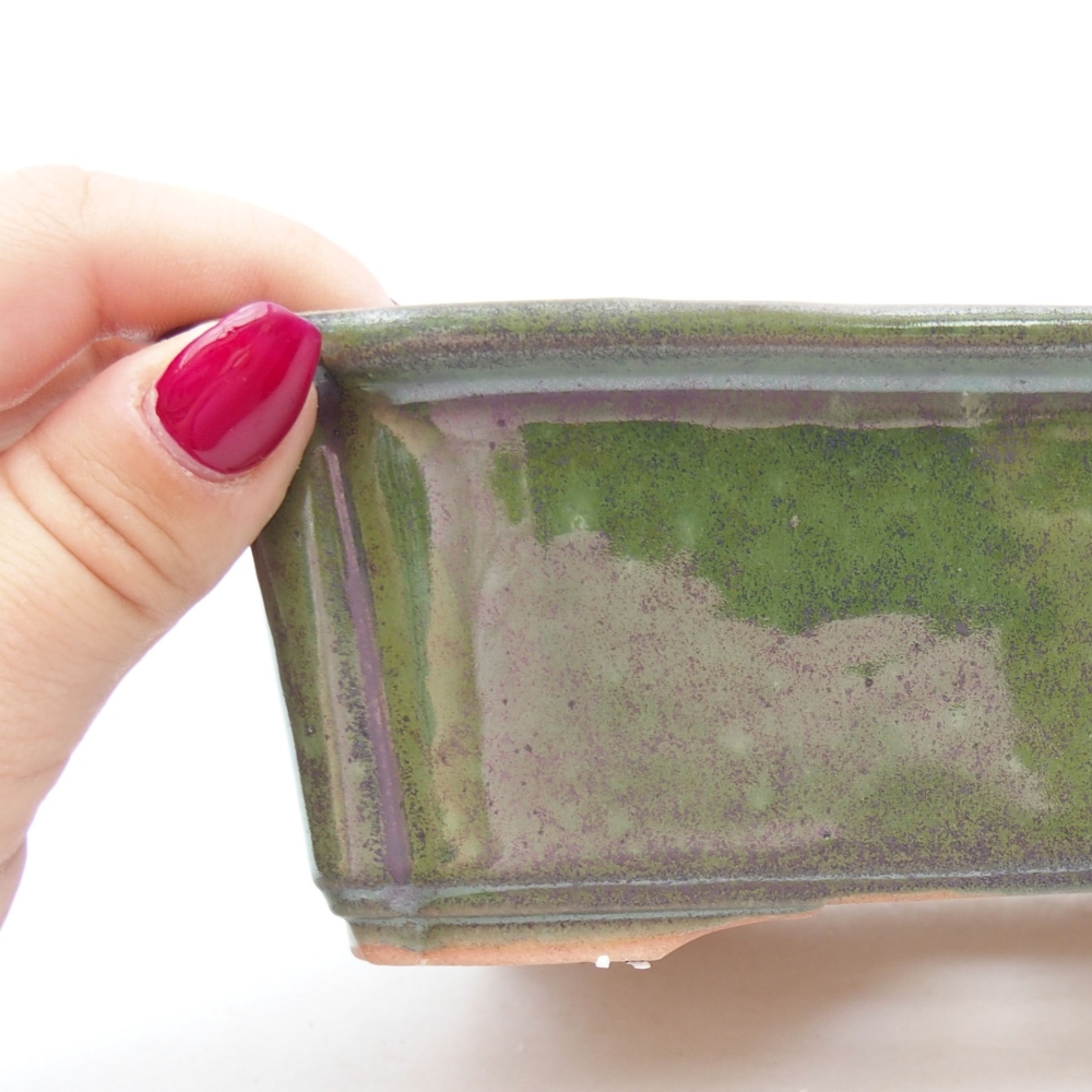Keramik-Bonsaischale 17,5 x 12,5 x 6 cm, Farbe Grün