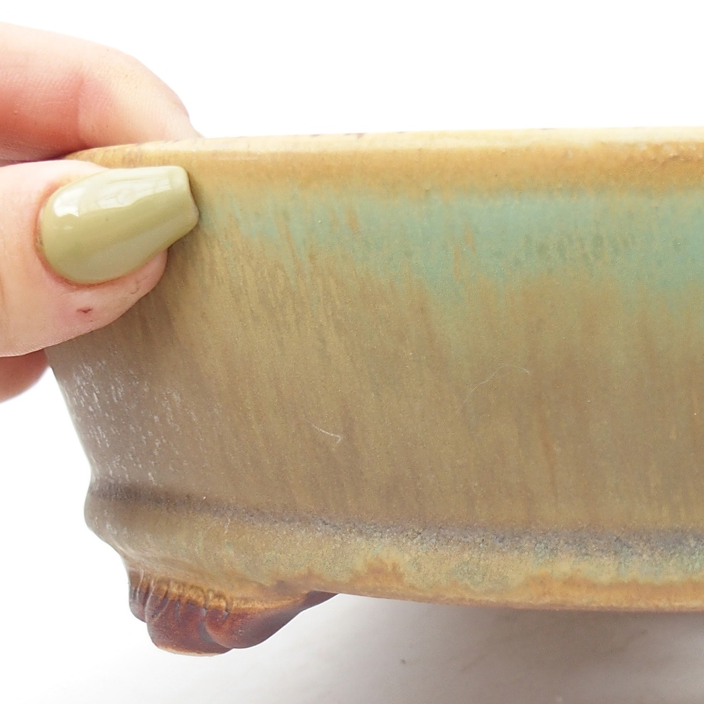 Keramik-Bonsaischale 21,5 x 21,5 x 6 cm, Farbe Grün