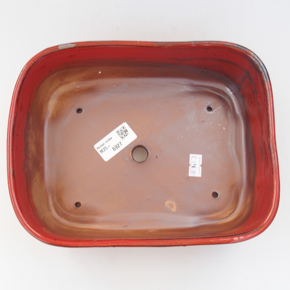 Bonsaischale aus Keramik 23 x 18 x 7,5 cm, Farbe rot