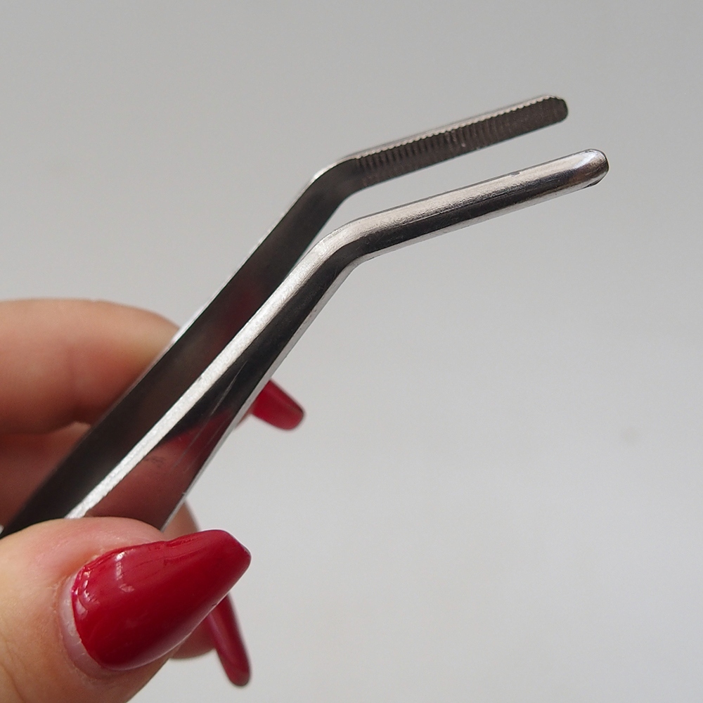 Greifer und gebogene Pinzette 22 cm - rostfreier Stahl