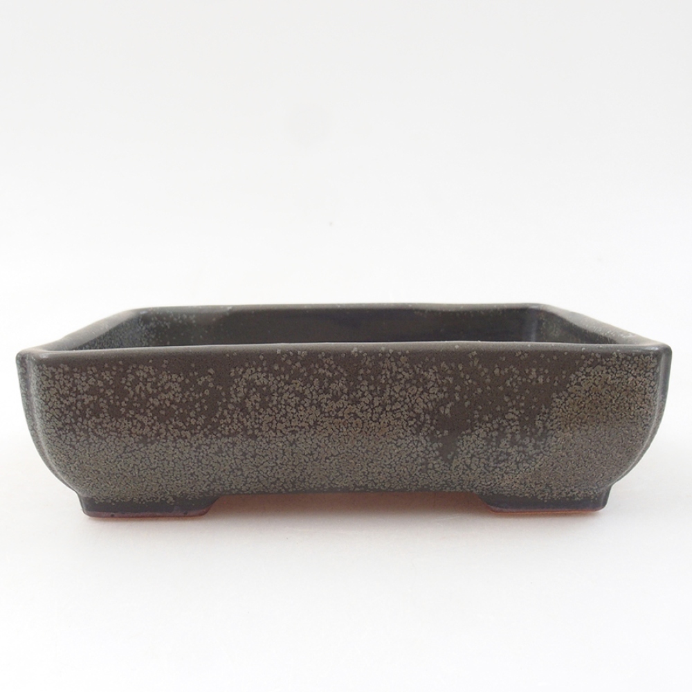 Keramik-Bonsaischale 14 x 11 x 4 cm, Farbe grau