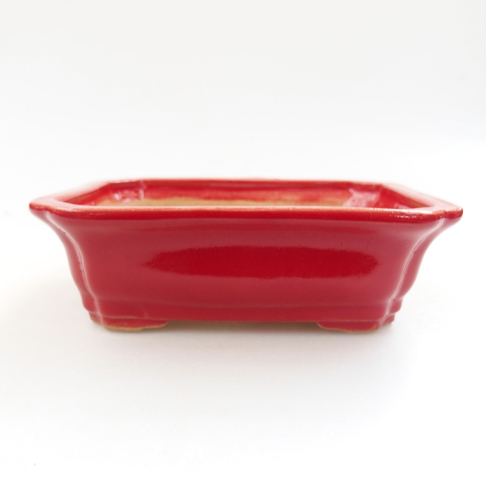 Keramik-Bonsaischale 13 x 10,5 x 4 cm, Farbe rot