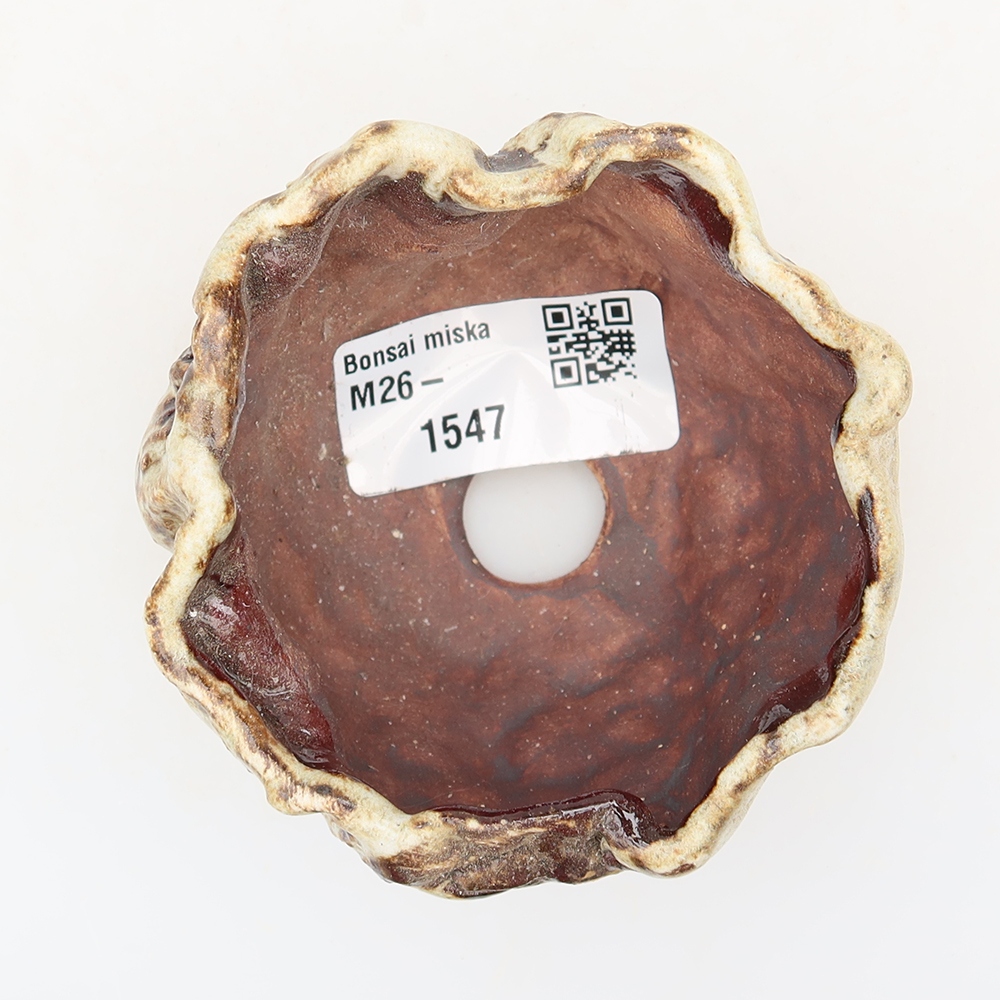 Keramikschale  7 x 7 x 5 cm, Farbe: braun-weiß