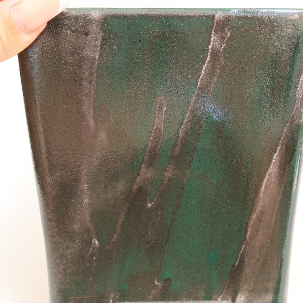 Keramik-Bonsai-Schale 13 x 13 x 13,5 cm, Farbe: metallisch-grün