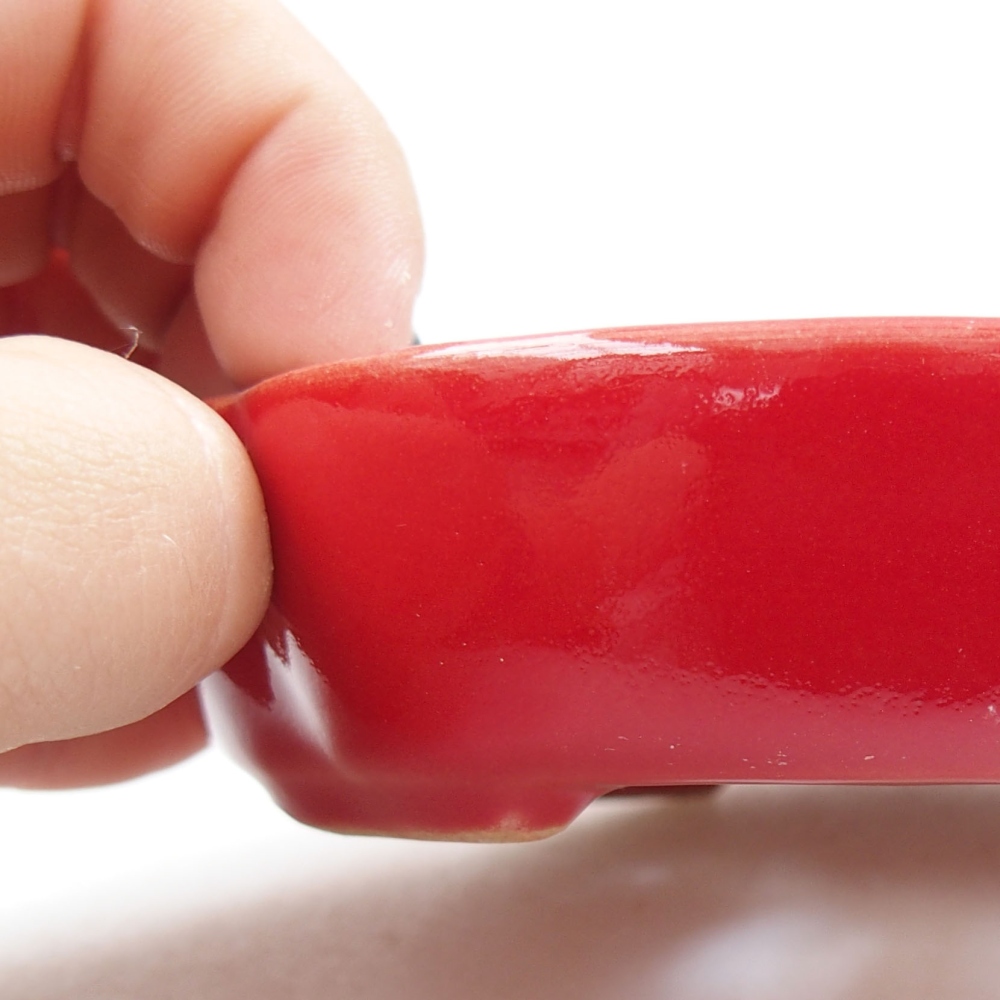 Keramik-Bonsaischale 11 x 11 x 3 cm, Farbe rot