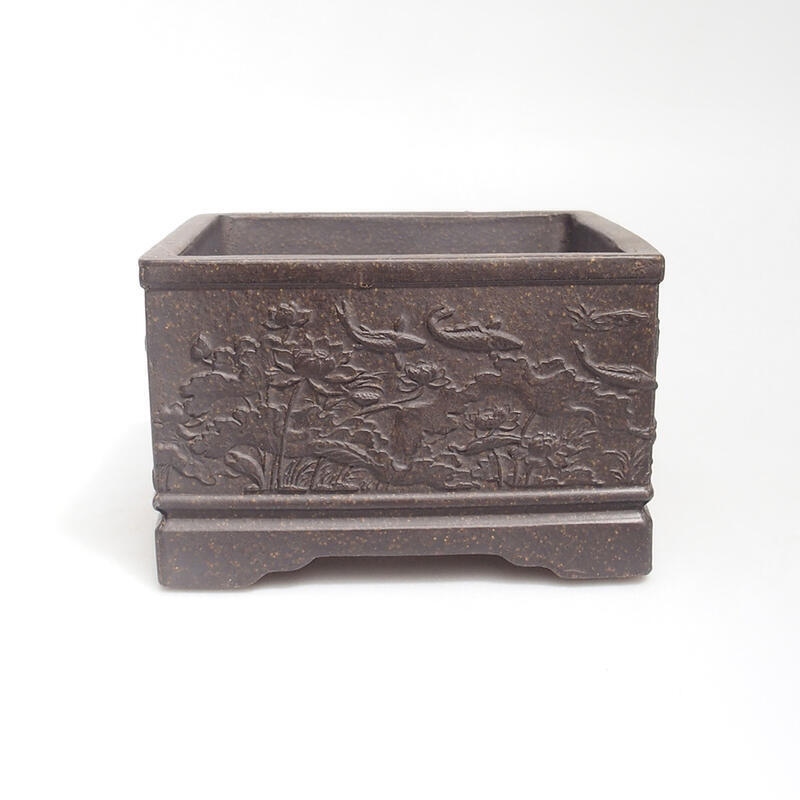 Bonsaischale 13 x 13 x 8 cm, Farbe brauner Ocker