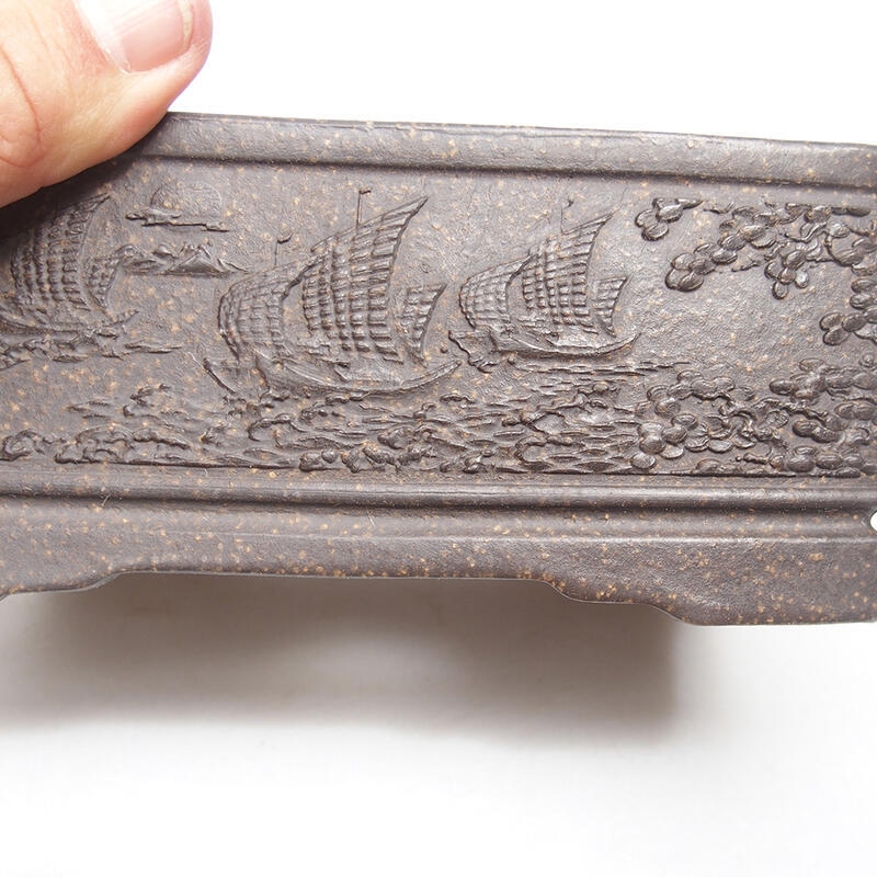 Bonsaischale 15,5 x 11,5 x 6,5 cm, Farbe brauner Ocker