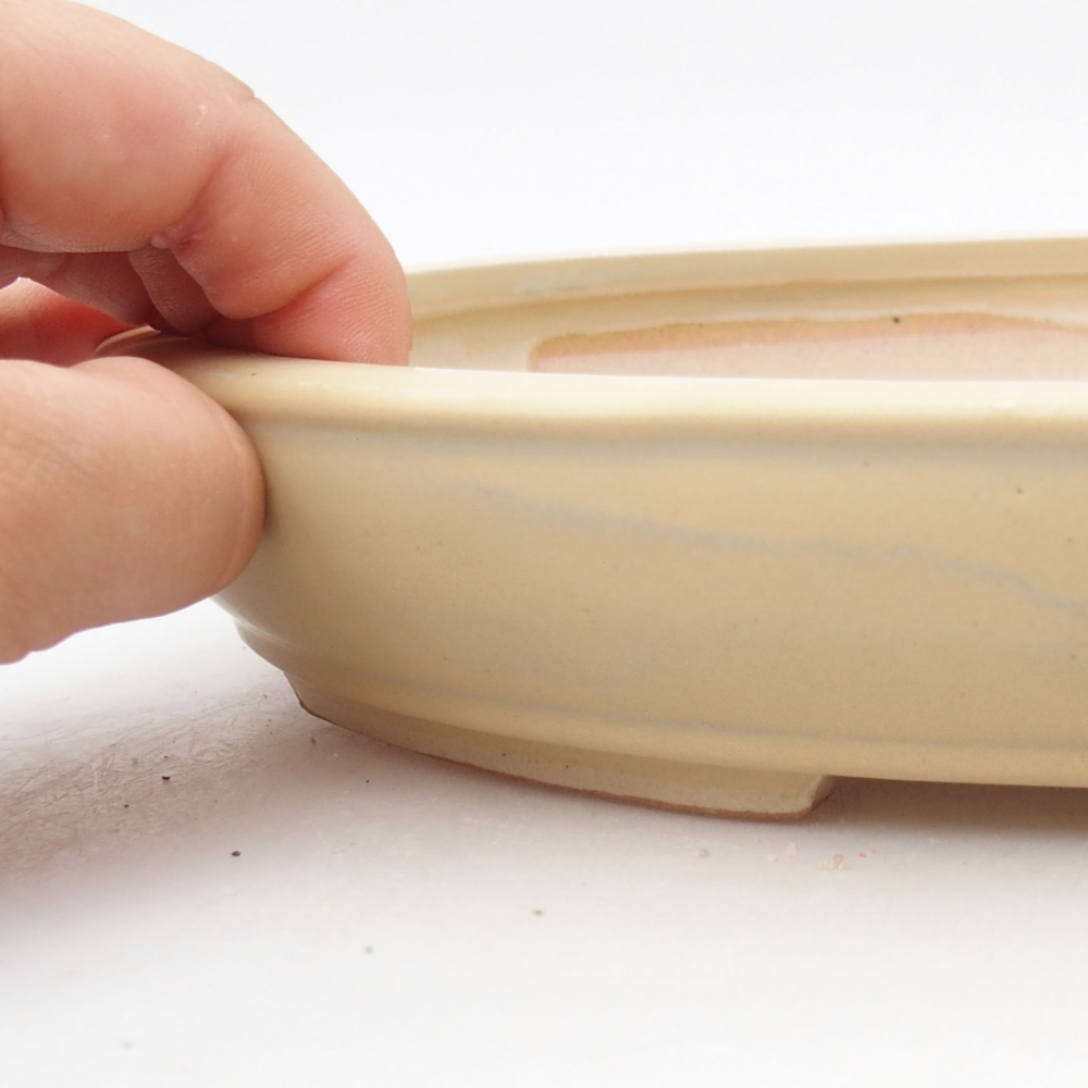 Keramik-Bonsaischale 25 x 20 x 4 cm, Farbe beige