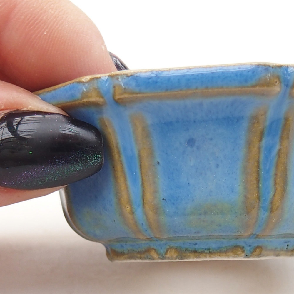 Mini-Bonsaischale 6 x 6 x 2,5 cm, Farbe blau