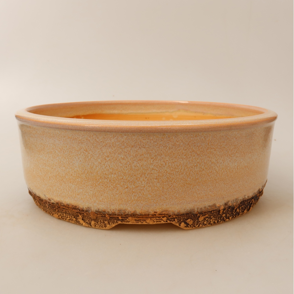 Keramik-Bonsai-Schale, 24,5 x 24,5 x 8 cm, Farbe: Beige