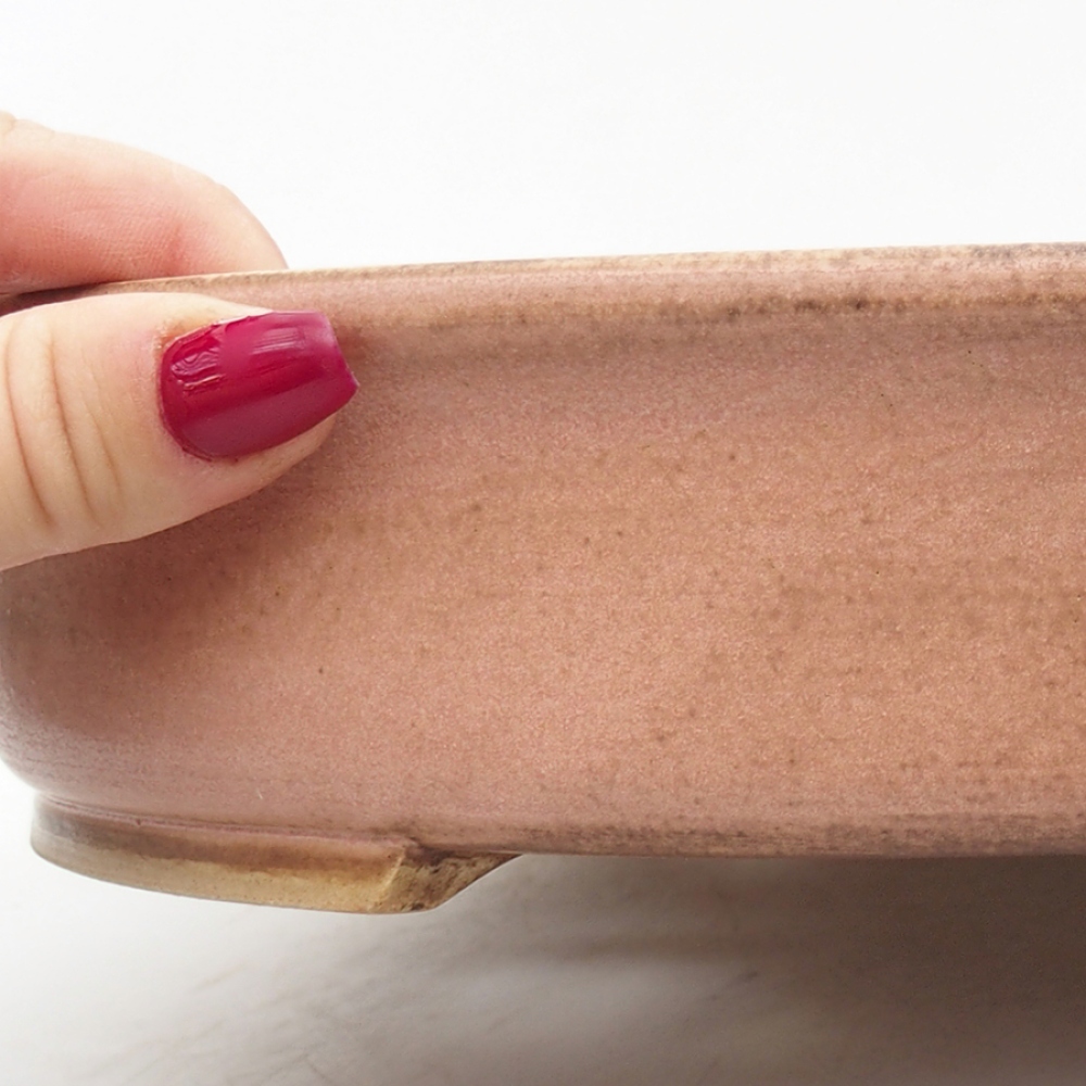 Keramik-Bonsaischale 24,5 x 21 x 6  cm, Farbe rosa