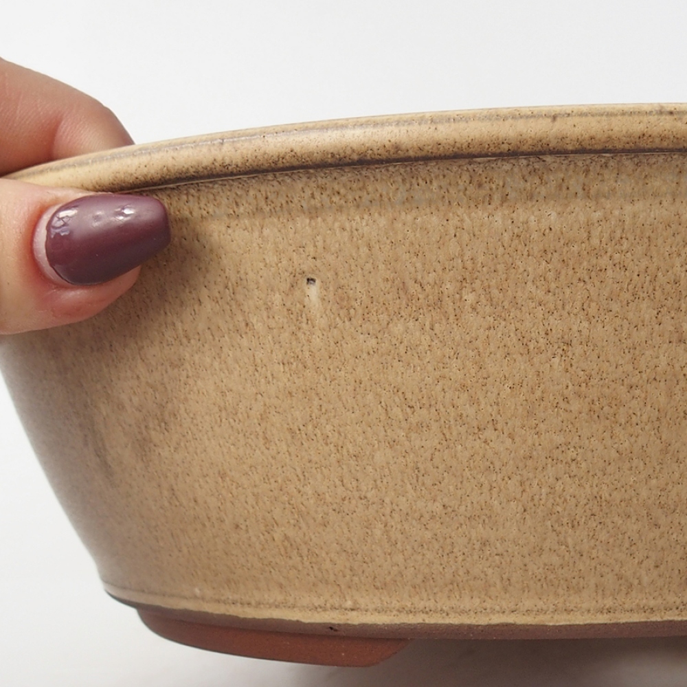 Keramik-Bonsaischale 24 x 24 x 7 cm, Farbe Beige