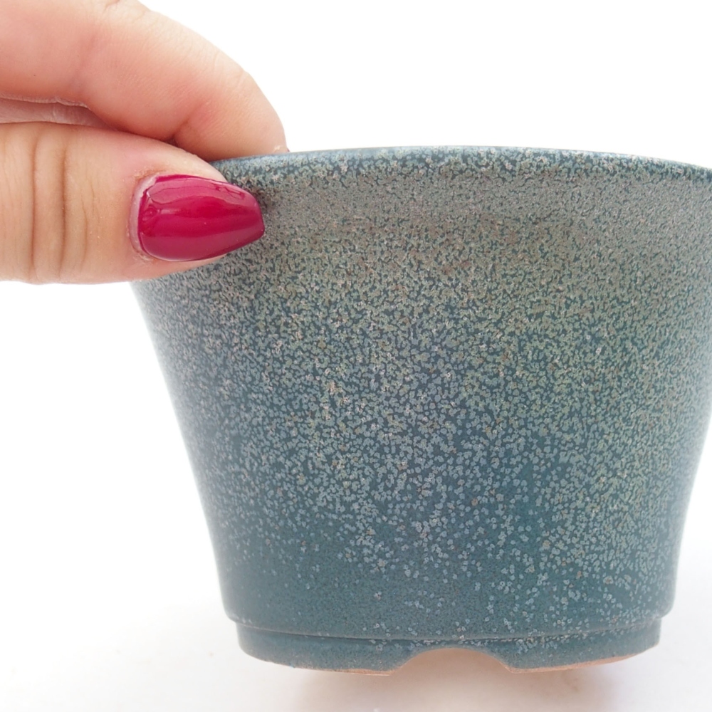 Keramik-Bonsaischale 11 x 11 x 7 cm, Farbe blau