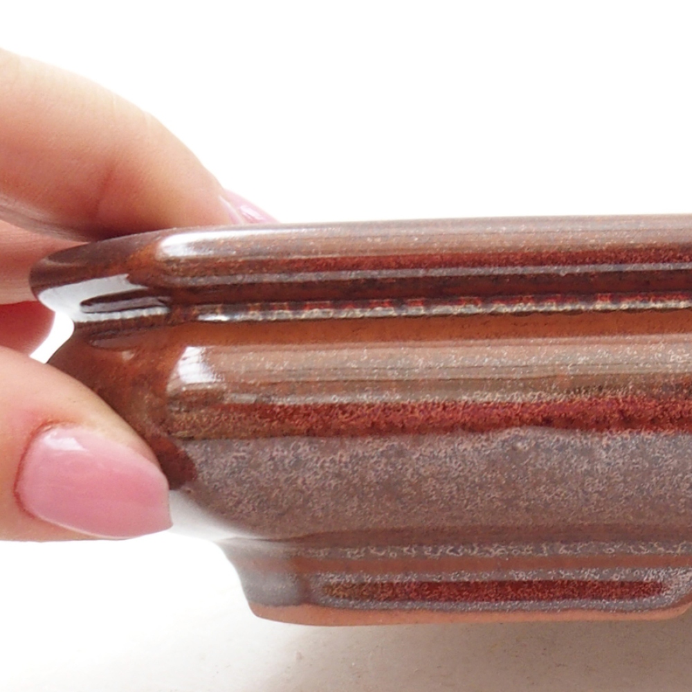 Keramik-Bonsaischale 19 x 13,5 x 4,5 cm, Farbe braun